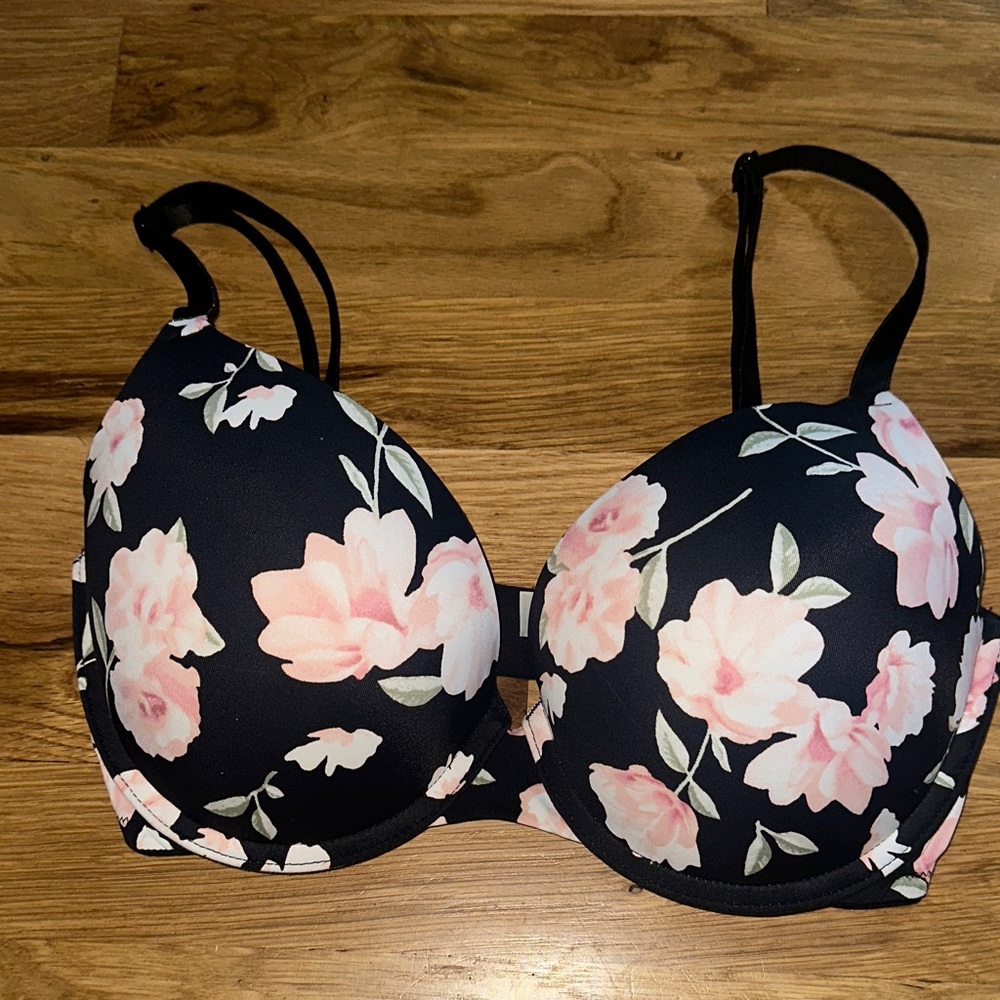 Pink Victoria Secret Padded Floral Bra 32DD